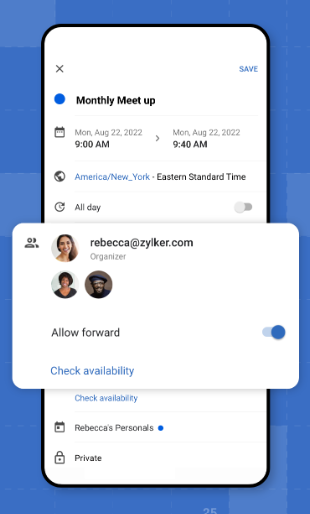 screenshot of Zoho Calendar